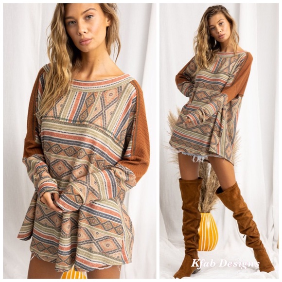 ❤️RESTOCKED! Boho Textured Aztec Dolman Tunic! - Picture 5 of 10